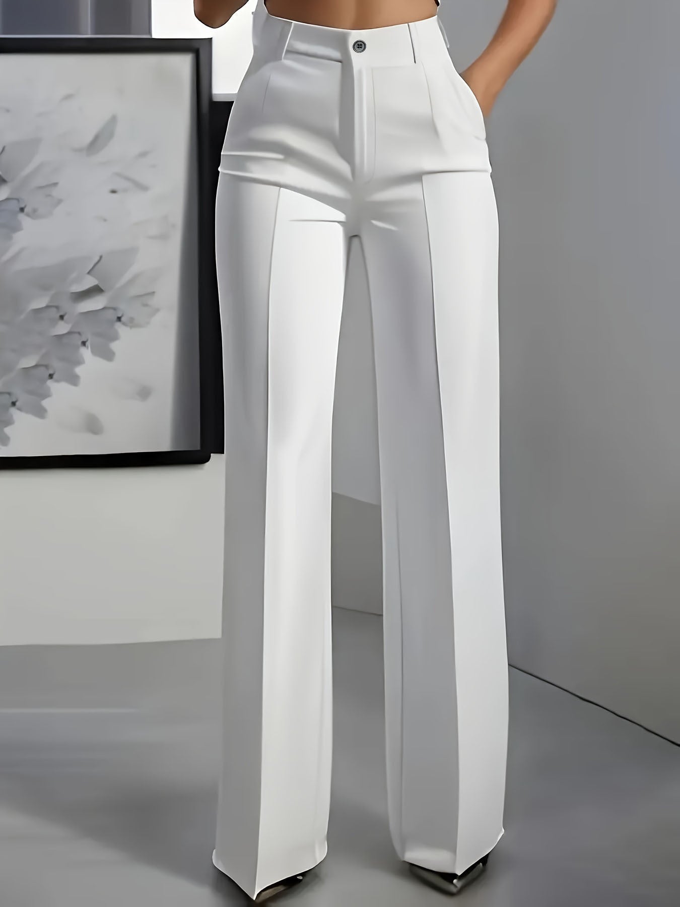 Women's New High-Waisted Straight-Leg Simple Suit Trousers