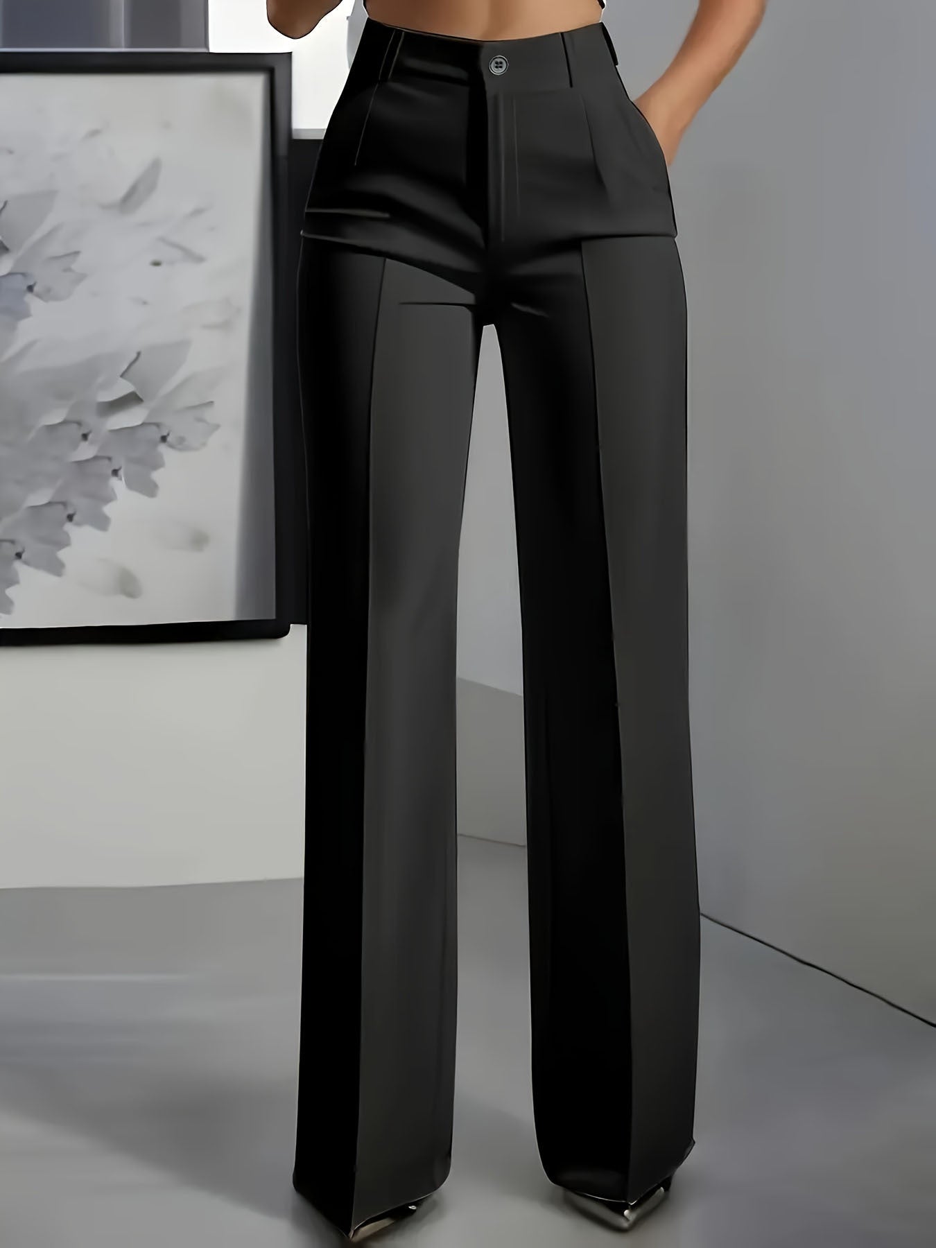 Women's New High-Waisted Straight-Leg Simple Suit Trousers