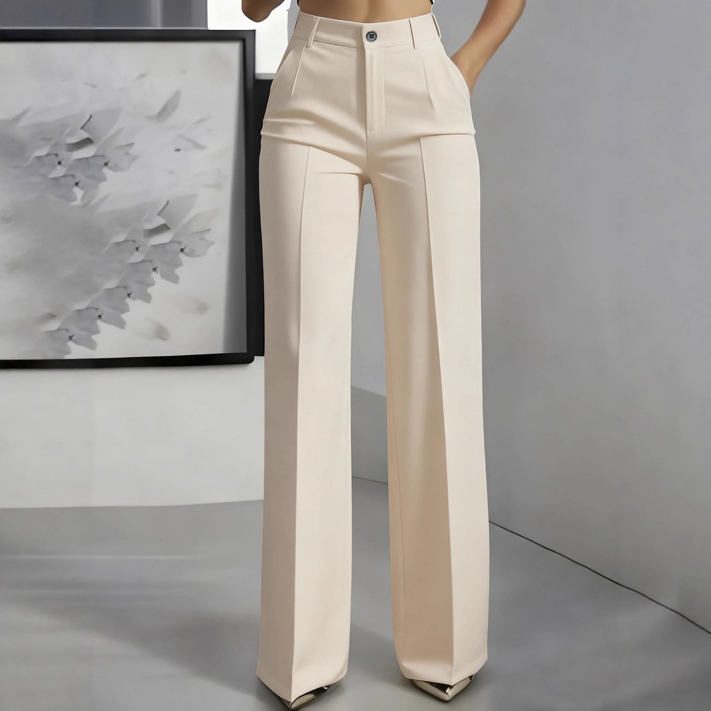 Women's New High-Waisted Straight-Leg Simple Suit Trousers