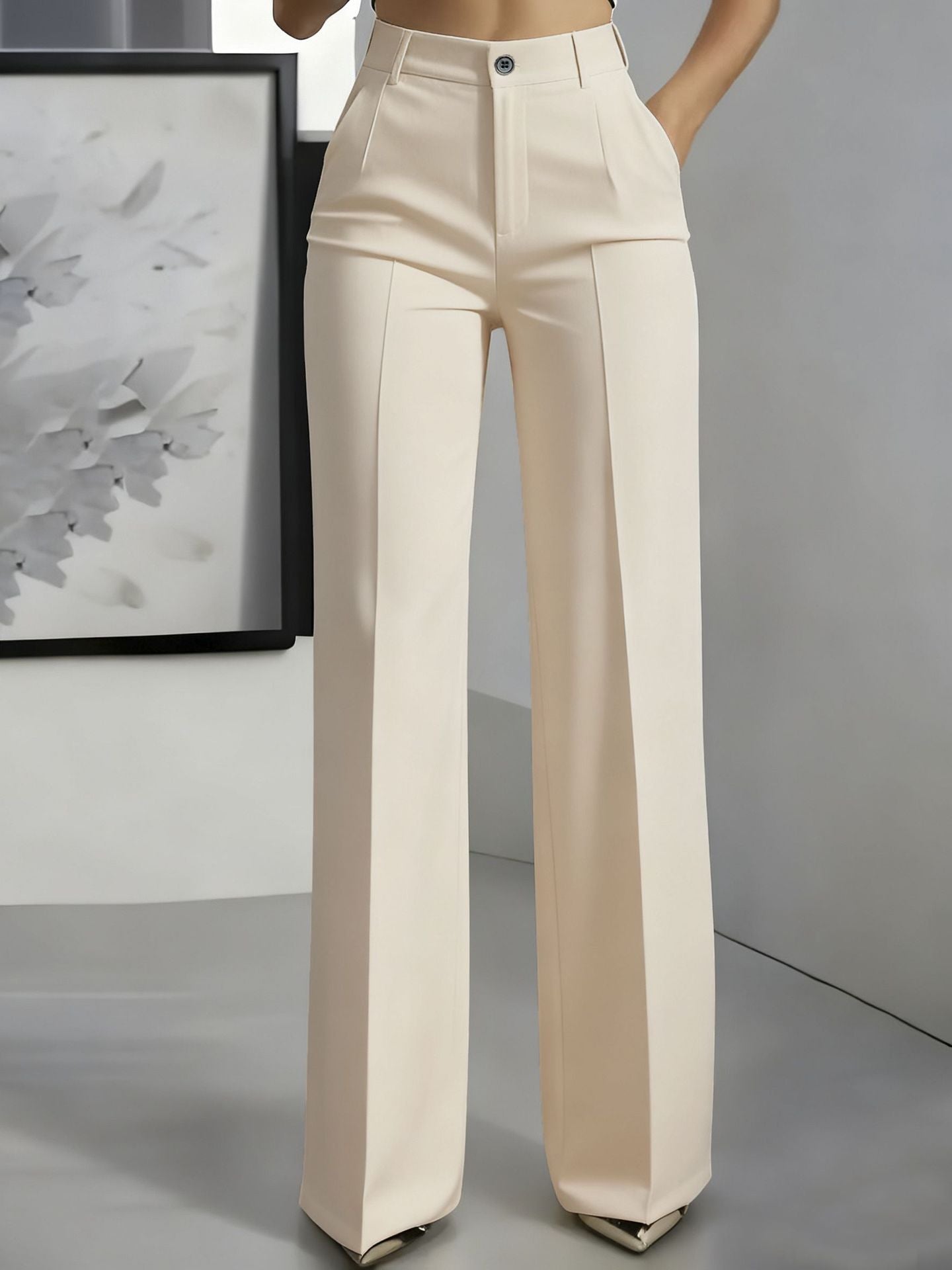 Women's New High-Waisted Straight-Leg Simple Suit Trousers