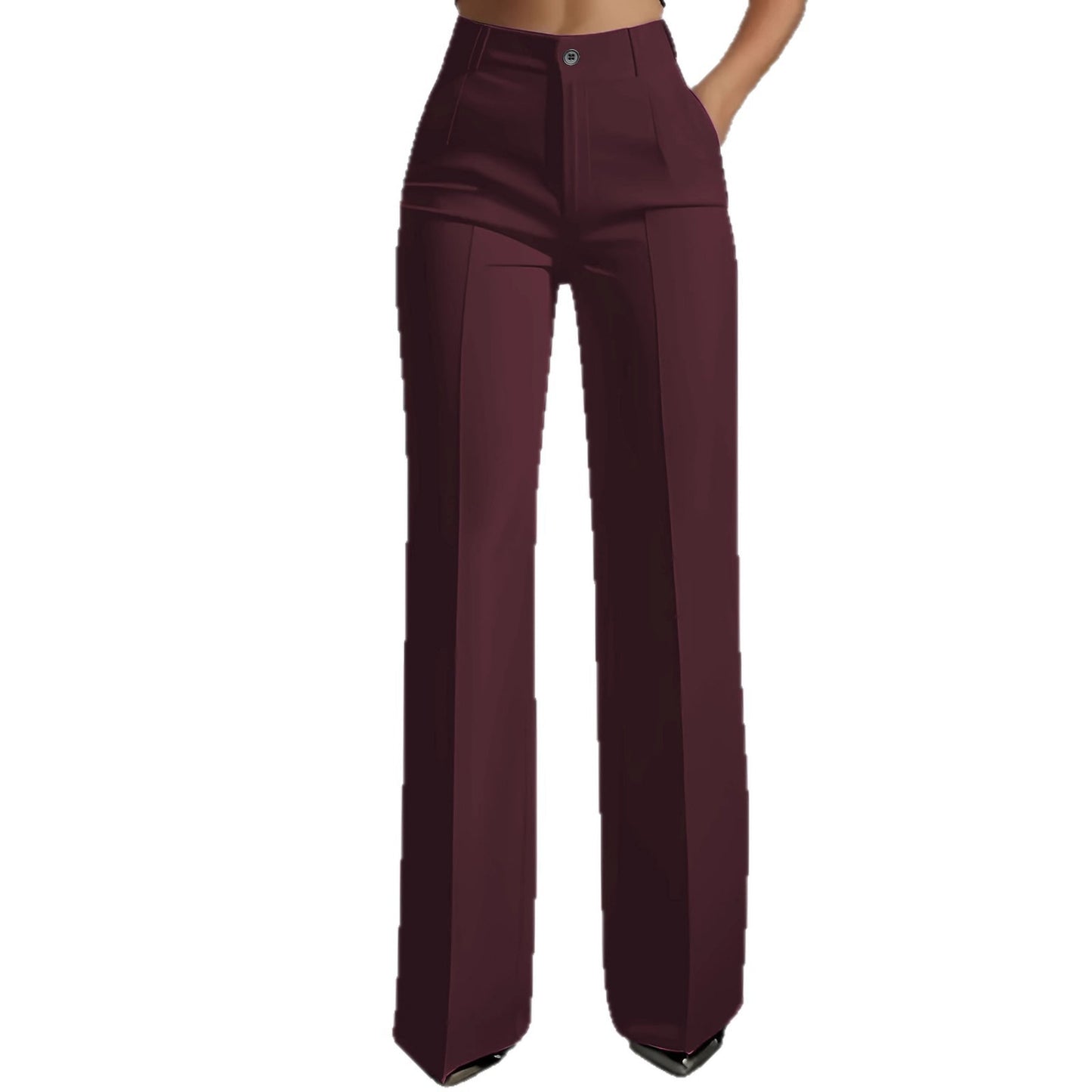 Women's New High-Waisted Straight-Leg Simple Suit Trousers