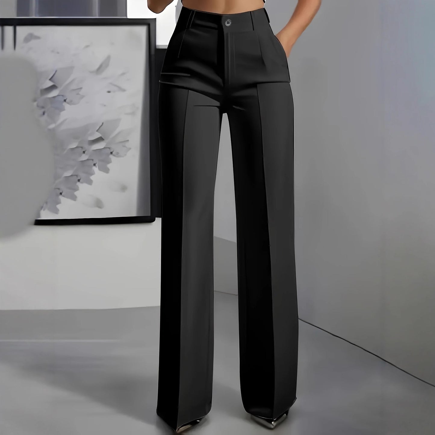 Women's New High-Waisted Straight-Leg Simple Suit Trousers