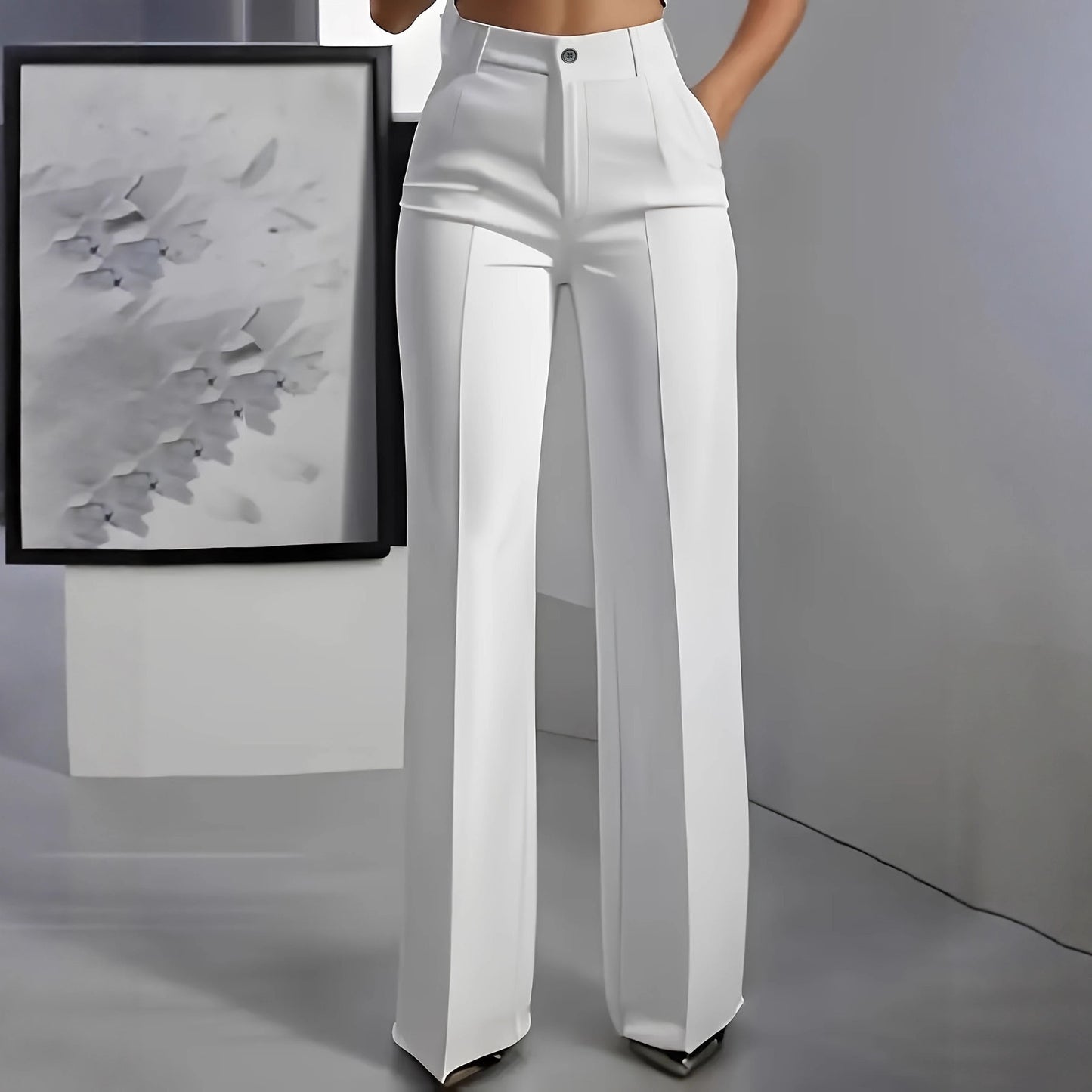 Women's New High-Waisted Straight-Leg Simple Suit Trousers
