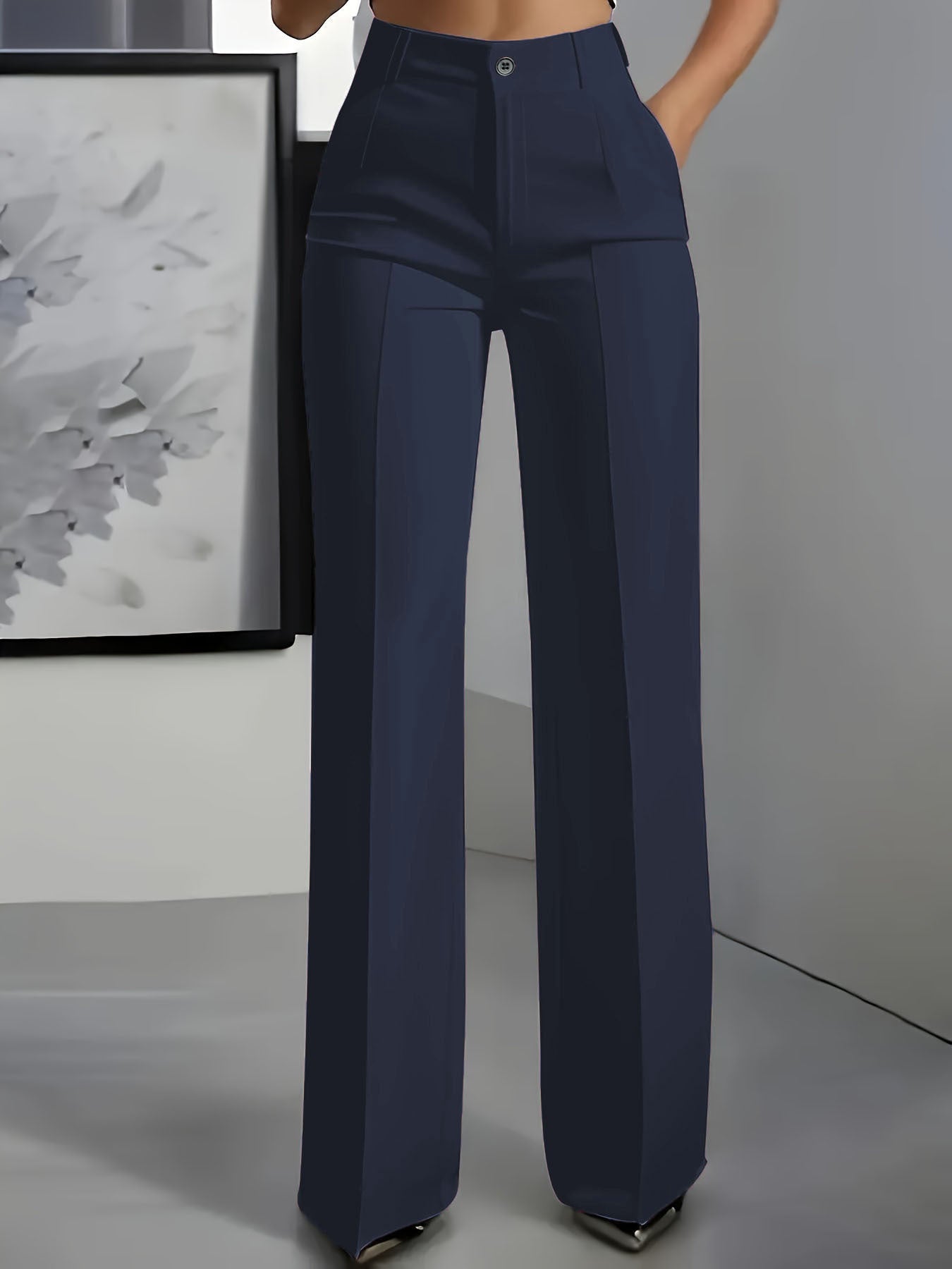 Women's New High-Waisted Straight-Leg Simple Suit Trousers